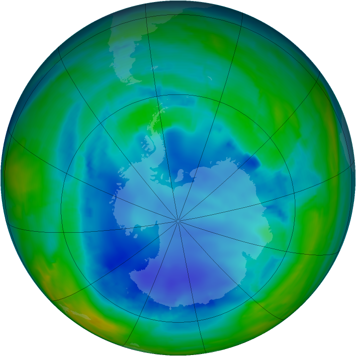 Antarctic ozone map for 14 August 2008